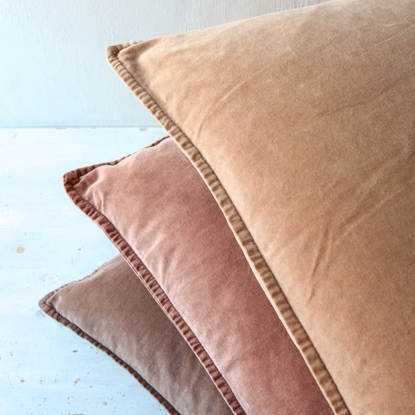 Cotton Velvet Cushion Cover - Cafe Creme