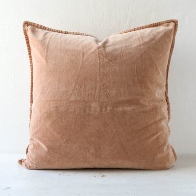 Cotton Velvet Cushion Cover - Cafe Creme