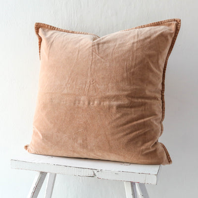 Cotton Velvet Cushion Cover - Cafe Creme
