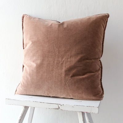 Cotton Velvet Cushion Cover - Burned Rose