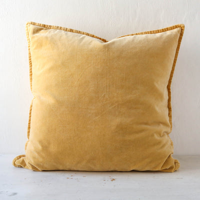 Cotton Velvet Cushion Cover - Lemon