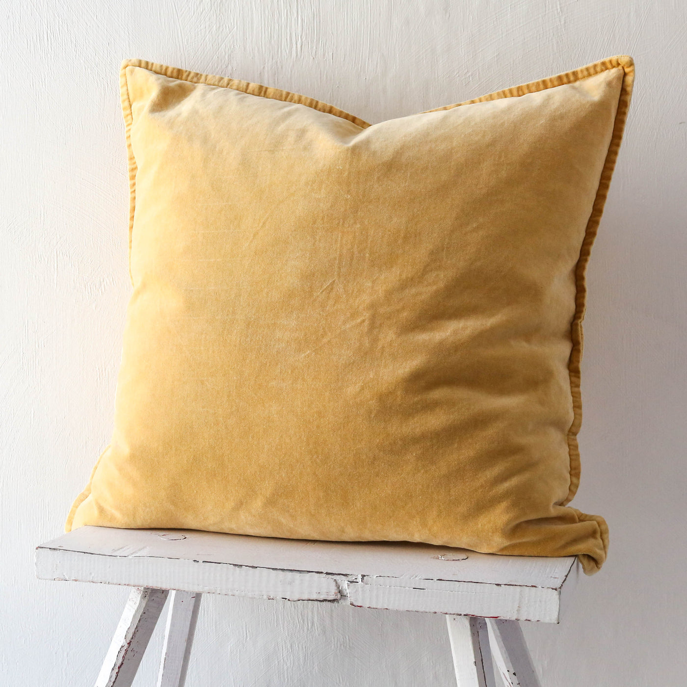 Cotton Velvet Cushion Cover - Lemon