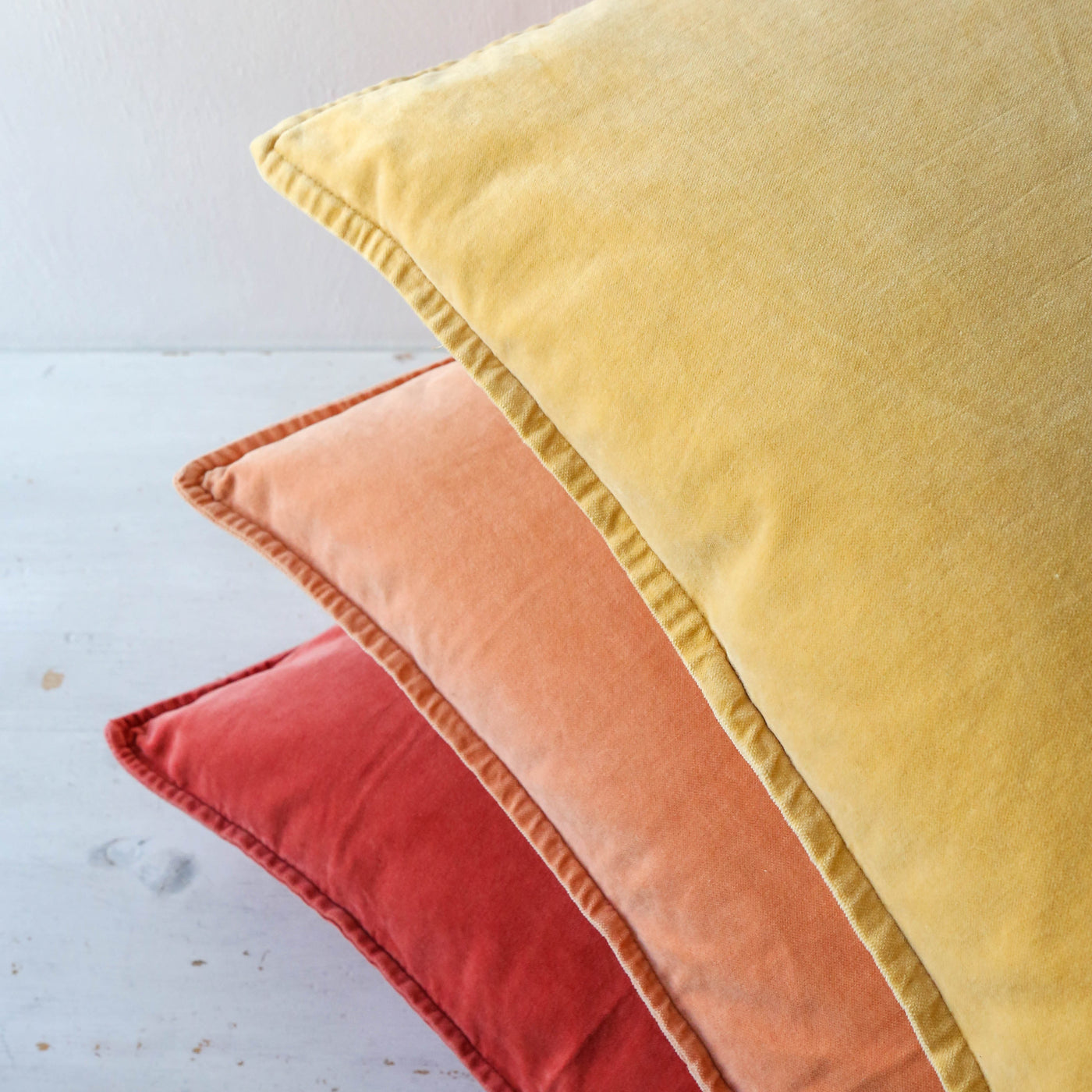 Cotton Velvet Cushion Cover - Coral Sands