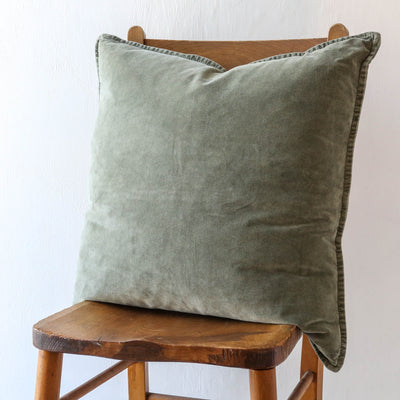 Cotton Velvet Cushion Cover - Olive