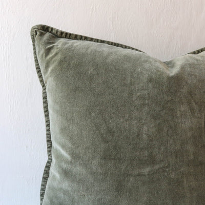 Cotton Velvet Cushion Cover - Olive