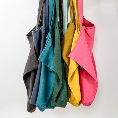 Washed Linen Sloppy Shoulder Bag - Celadon