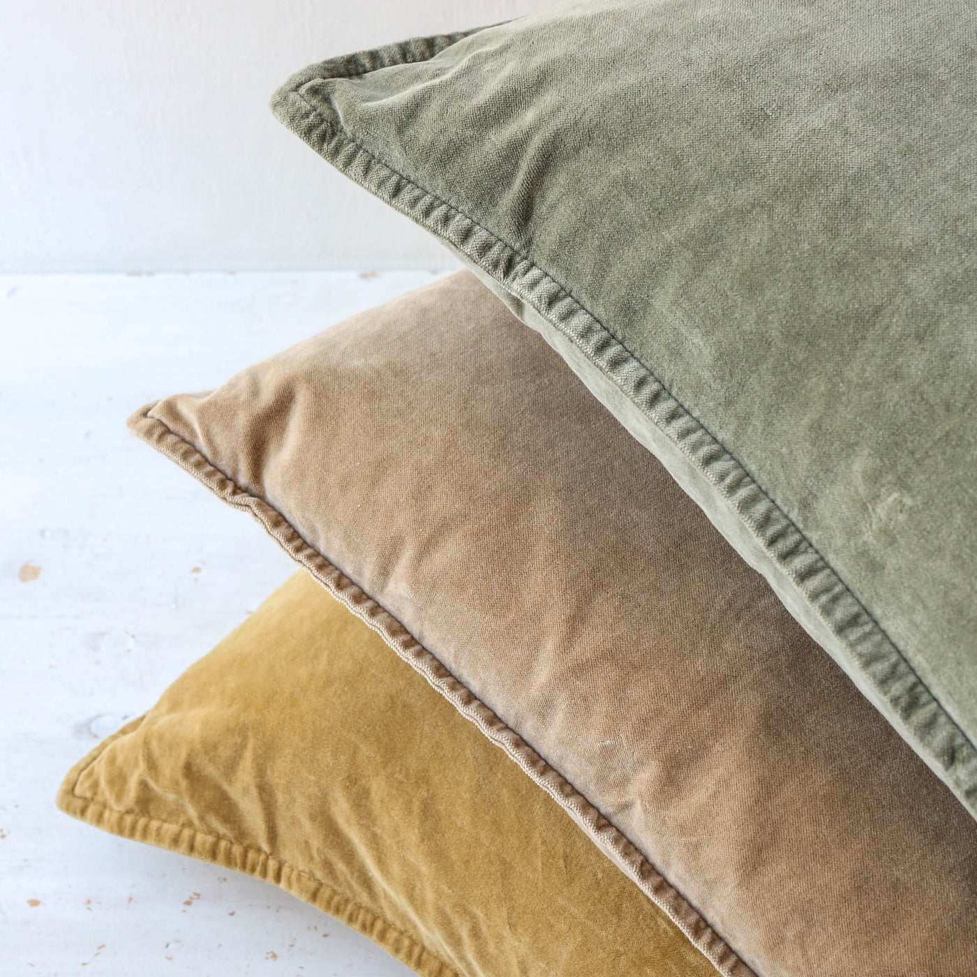 Cotton Velvet Cushion Cover - Olive