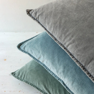 Cotton Velvet Cushion Cover - Green Mist