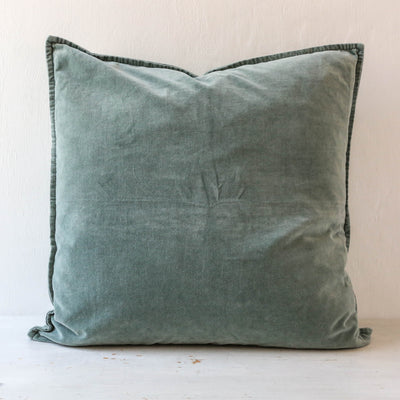 Cotton Velvet Cushion Cover - Green Mist