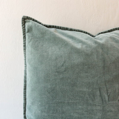Cotton Velvet Cushion Cover - Green Mist