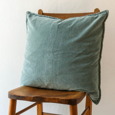 Cotton Velvet Cushion Cover - Green Mist