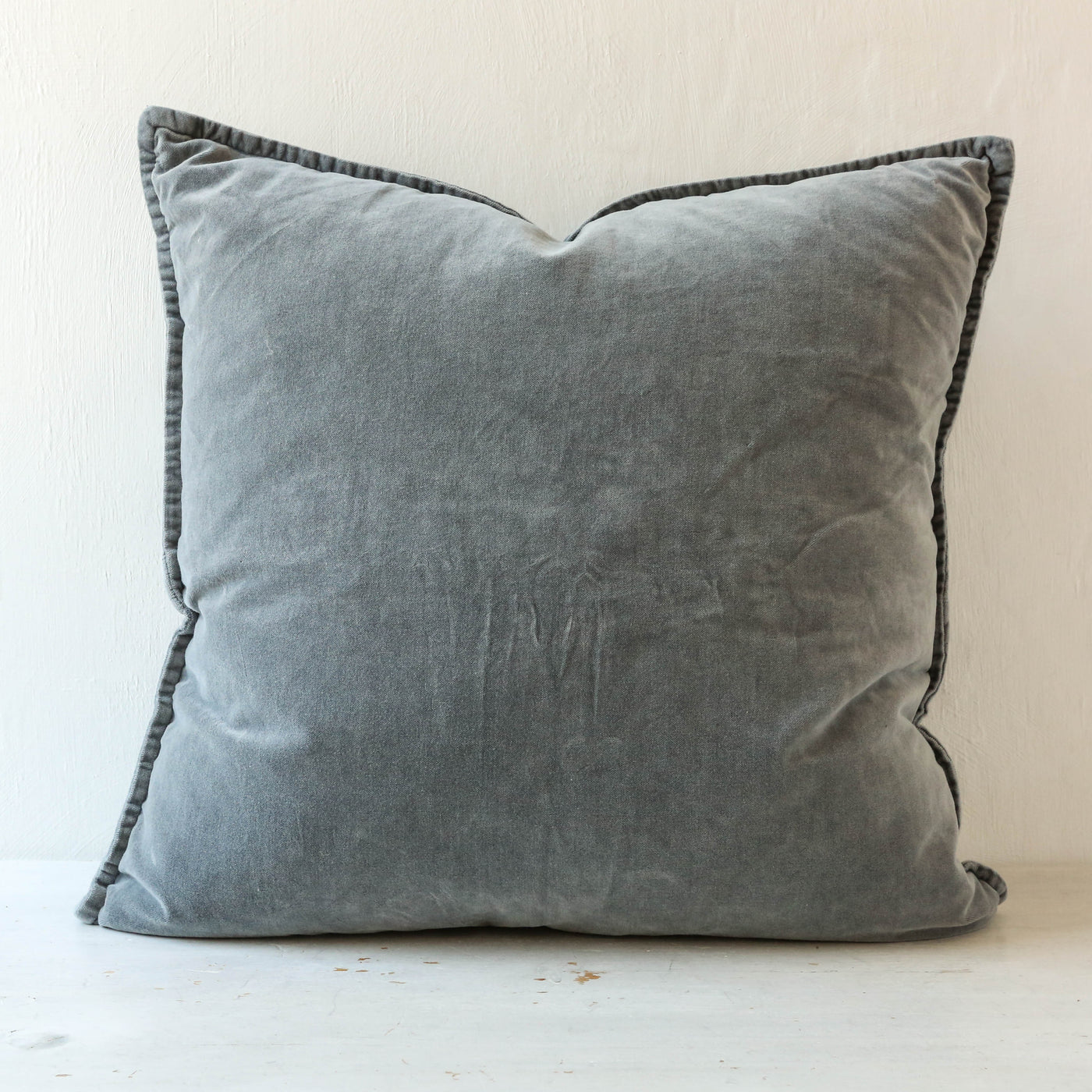 Cotton Velvet Cushion Cover - Dusty Blue