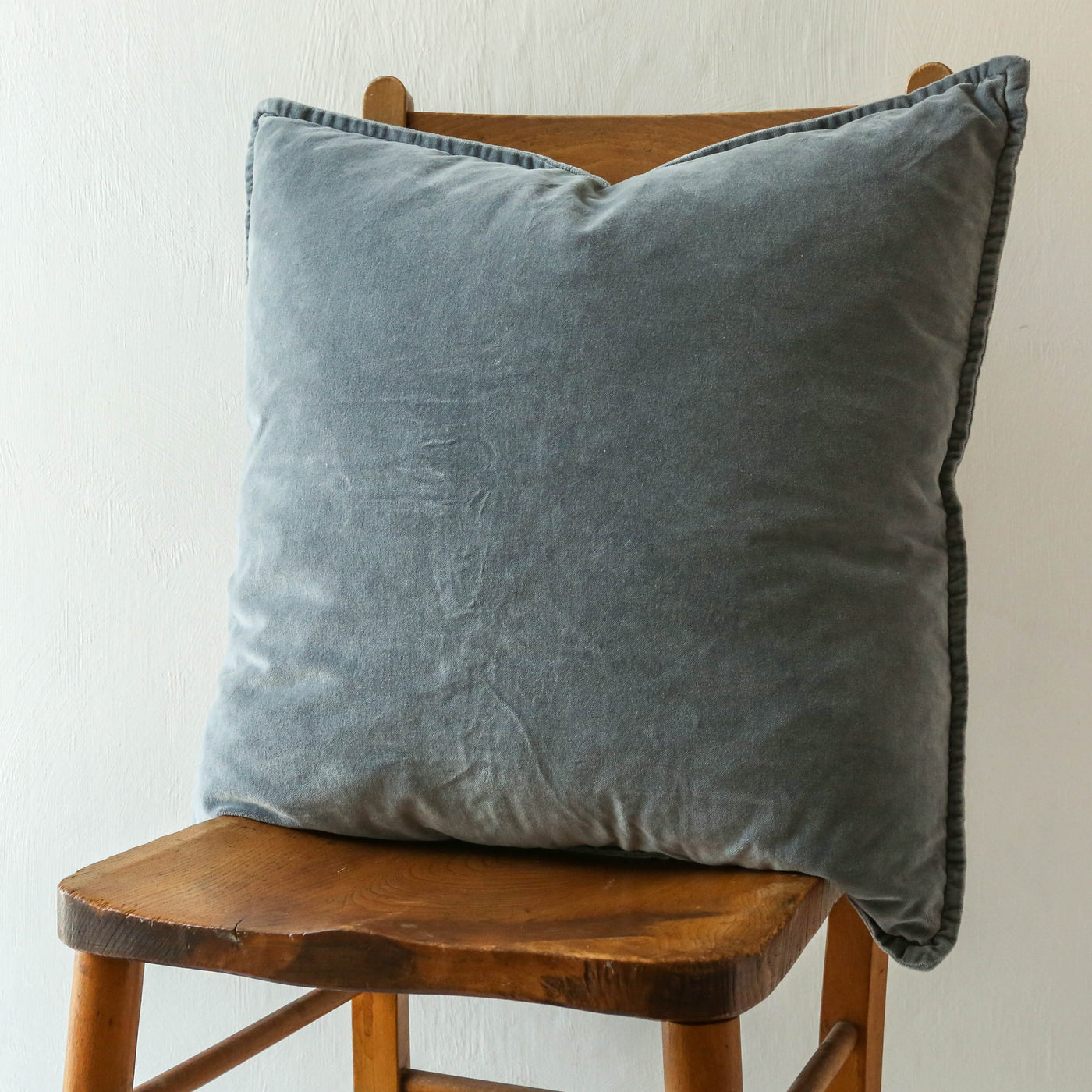 Cotton Velvet Cushion Cover - Dusty Blue