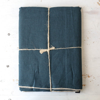 Washed Linen Tablecloth - Prussian Blue 160 x 250 cm