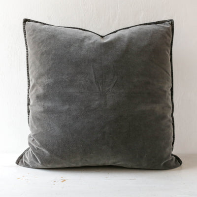 Cotton Velvet Cushion Cover - Thunder Grey
