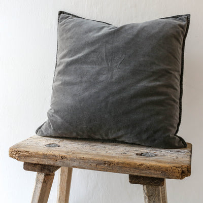 Cotton Velvet Cushion Cover - Thunder Grey