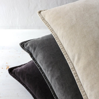 Cotton Velvet Cushion Cover - Thunder Grey
