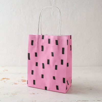 Pack of Five Paper Gift Bags - Pink with Black Confetti