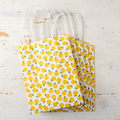 Pack of Five Paper Gift Bags - Oranges