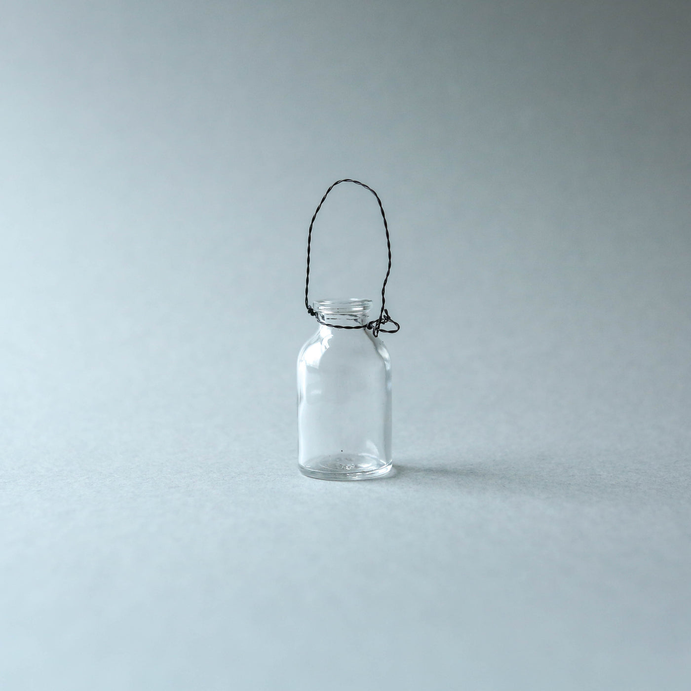 Three Mini Hanging Bottle Vases with Black Wire