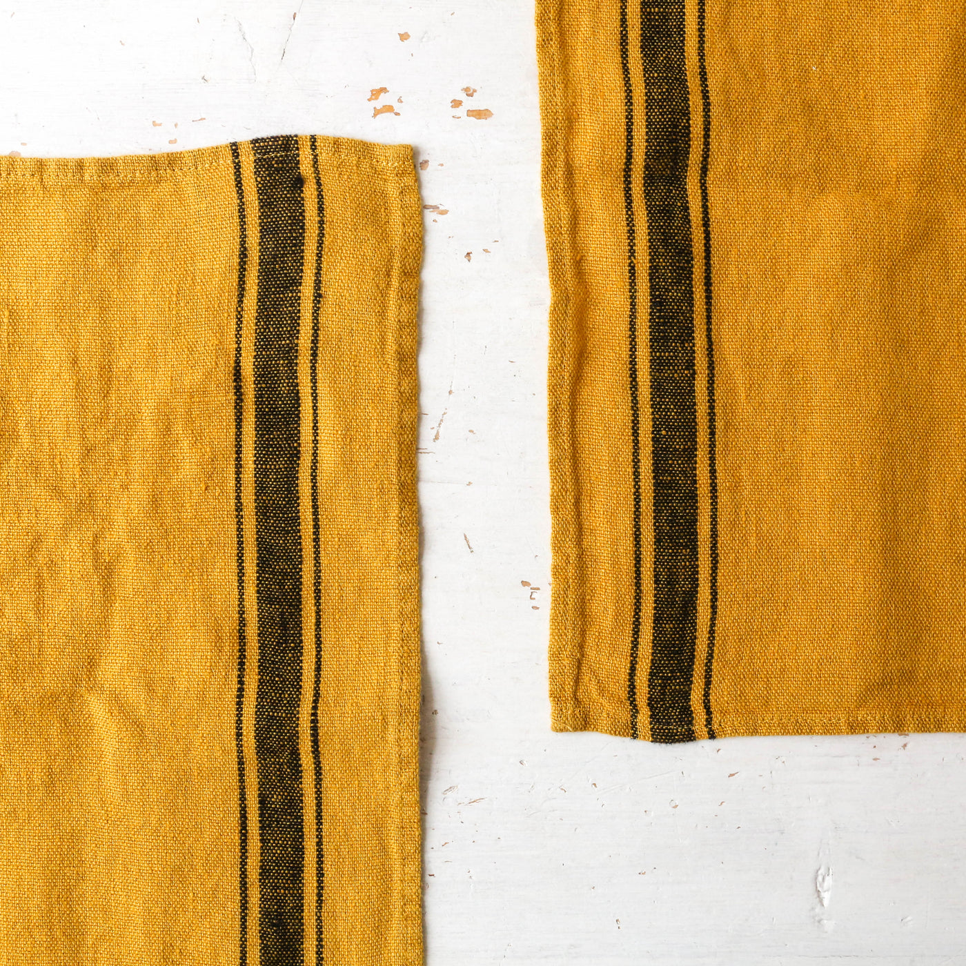 Pair of Washed Linen Rectangular Napkins or Placemats - Saffron Stripe