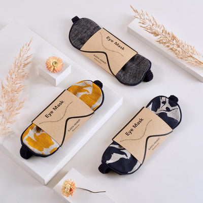 SALE Linen and Merino Eye Mask - Navy