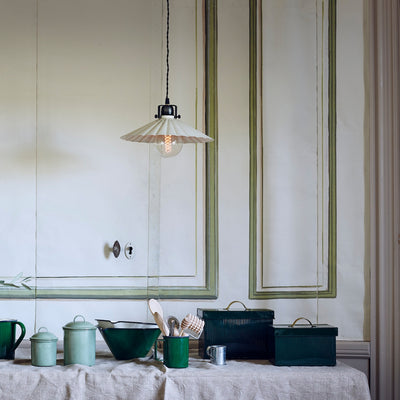 Fluted Pendant Lamp 'Anita' - Antique White
