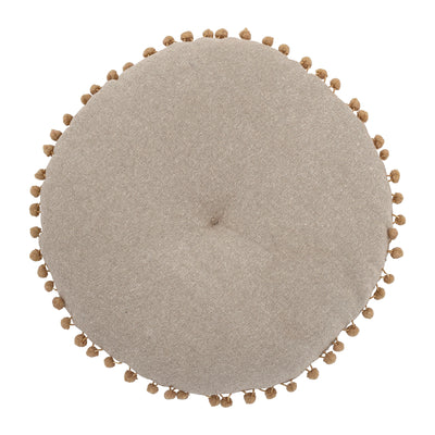 Round Woven Cotton Cushion - Natural Patterned