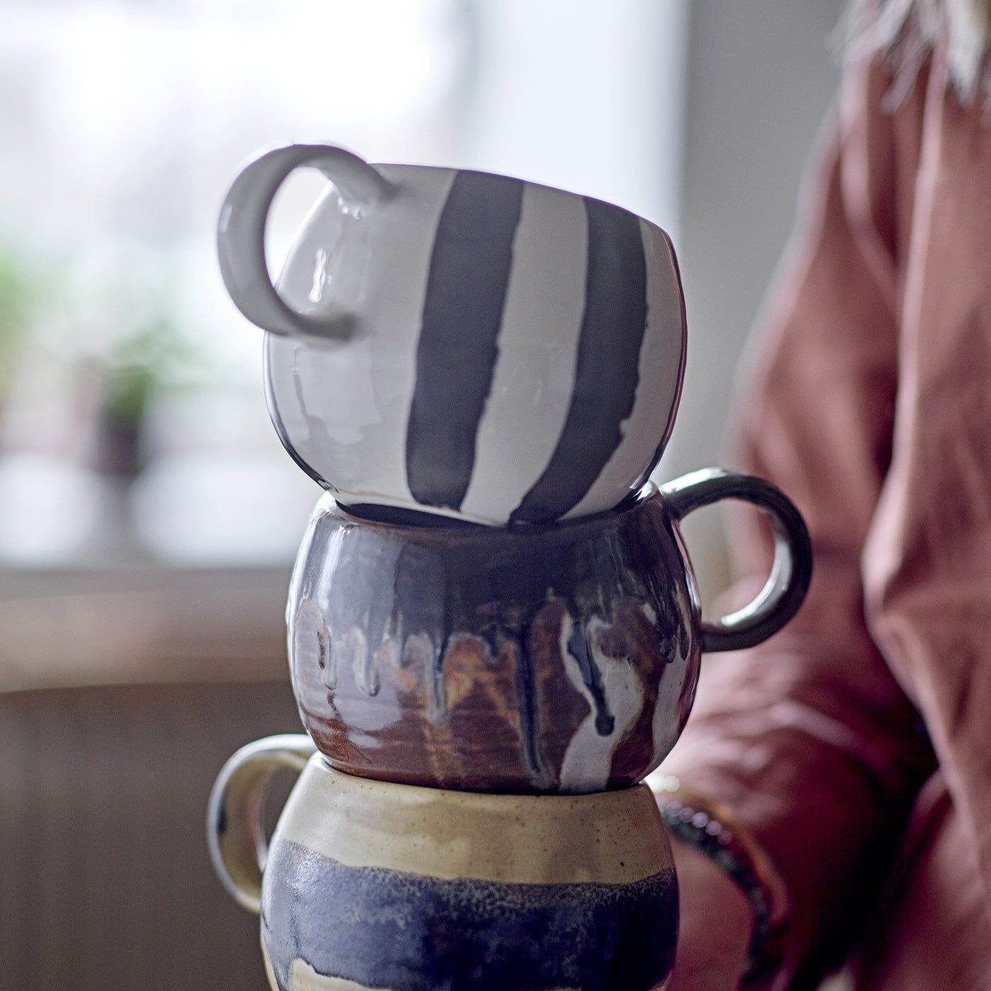 Serina Striped Stoneware Mug