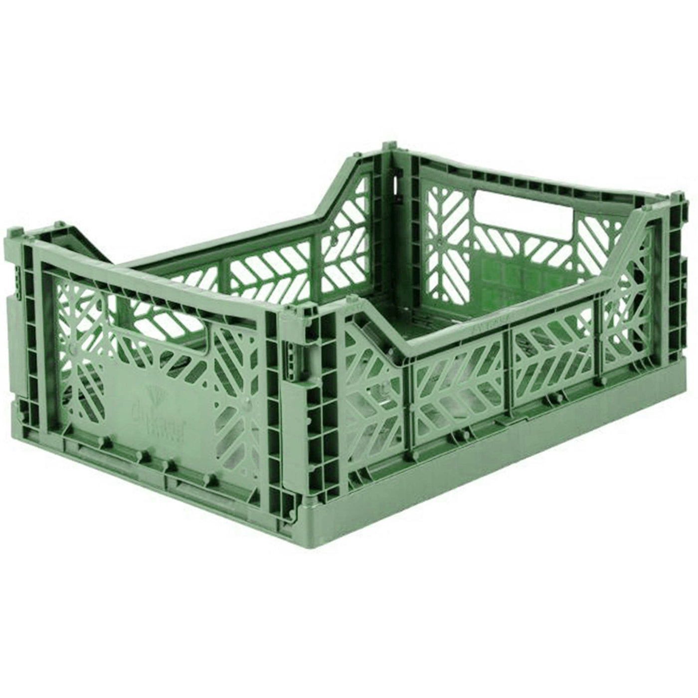 Midi Folding Storage Crate - Almond Green