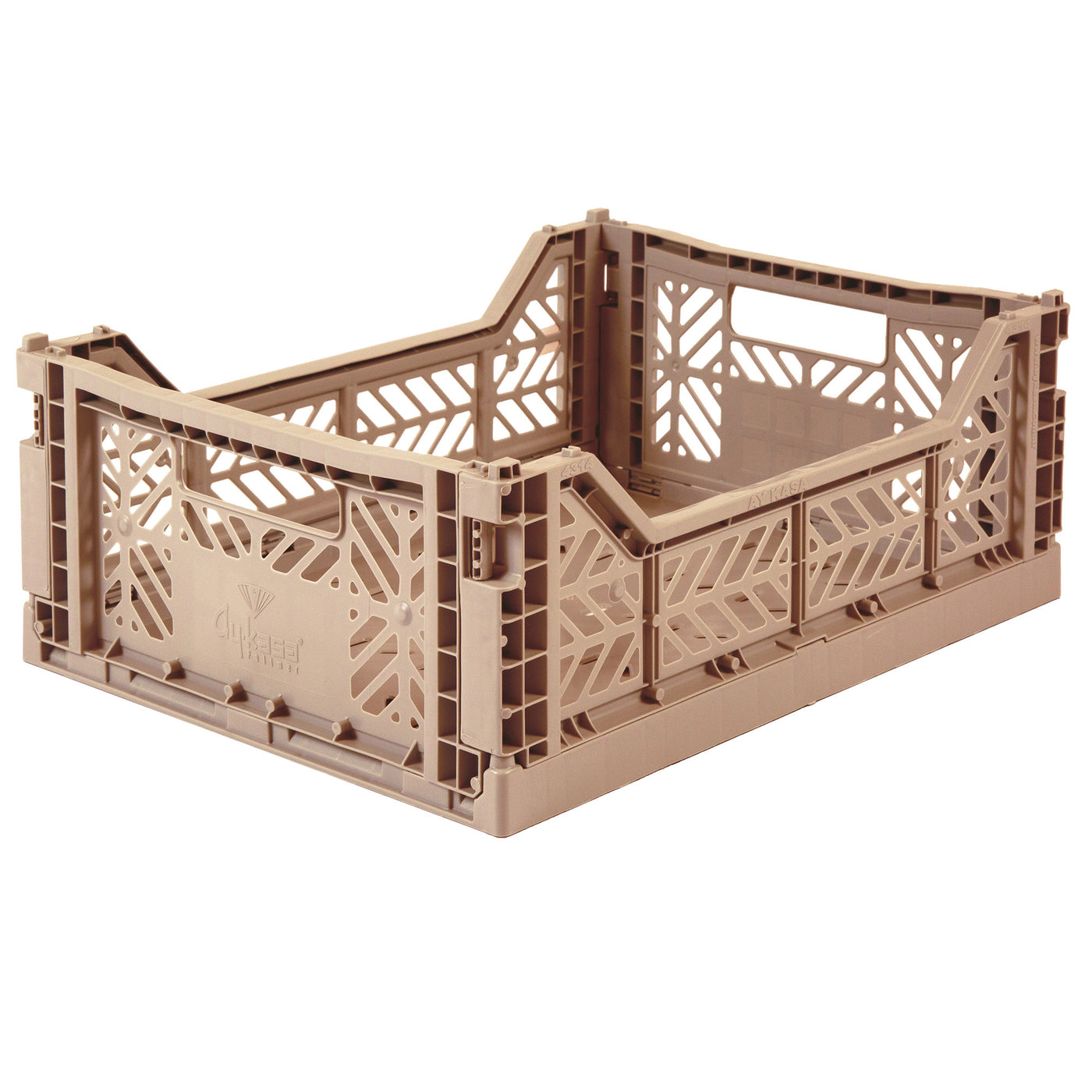 Midi Folding Storage Crate - Warm Taupe