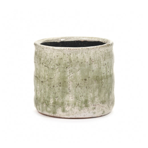 Crackle Finish Plant Pot - Light Green