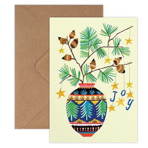Joy Greetings Christmas Card by Brie Harrison