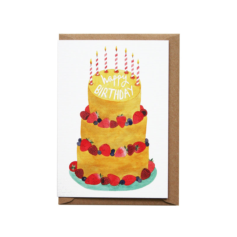 Strawberry Cake Birthday Greetings Card