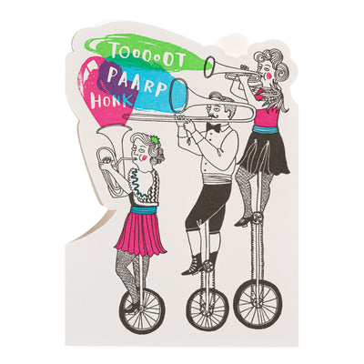Unicycling Musicians Card