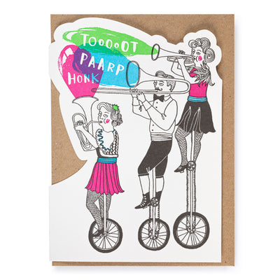 Unicycling Musicians Card