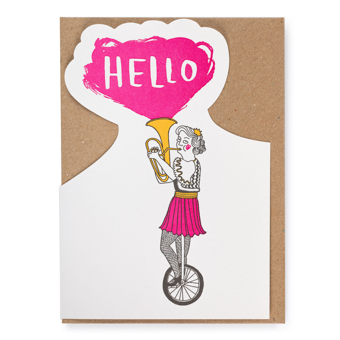 Hello French Horn Lady Card