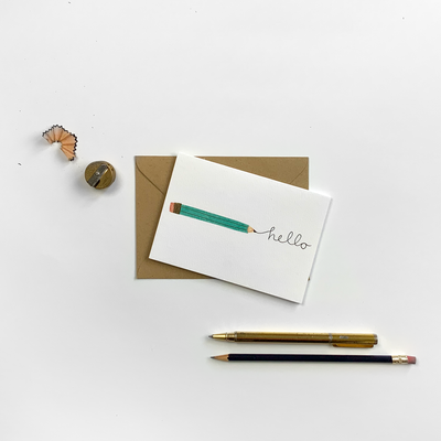 Hello From My Pencil Greetings Card