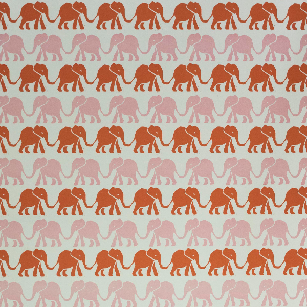 'Elephants' in Pink and Orange Wrapping Paper