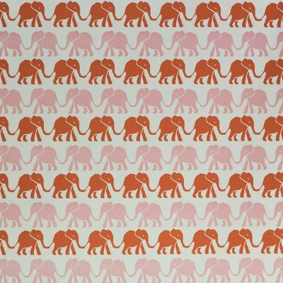 'Elephants' in Pink and Orange Wrapping Paper