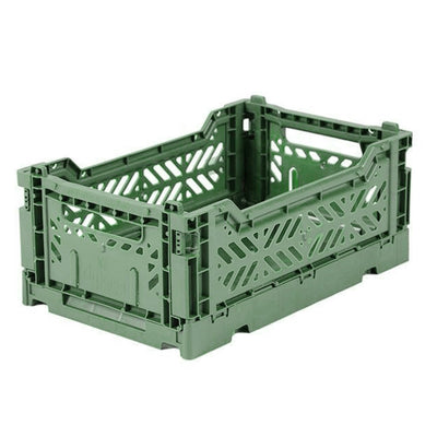 Mini Folding Storage Crate - Almond Green