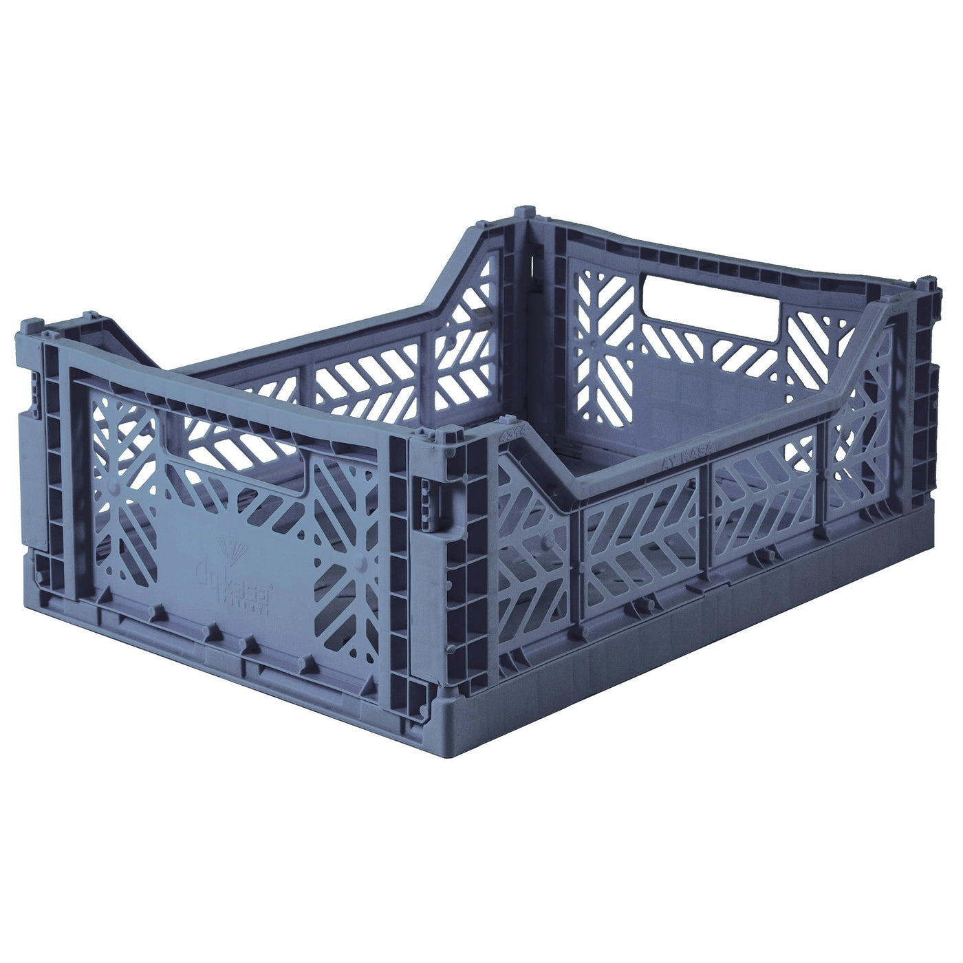 Midi Folding Storage Crate - Blue Grey