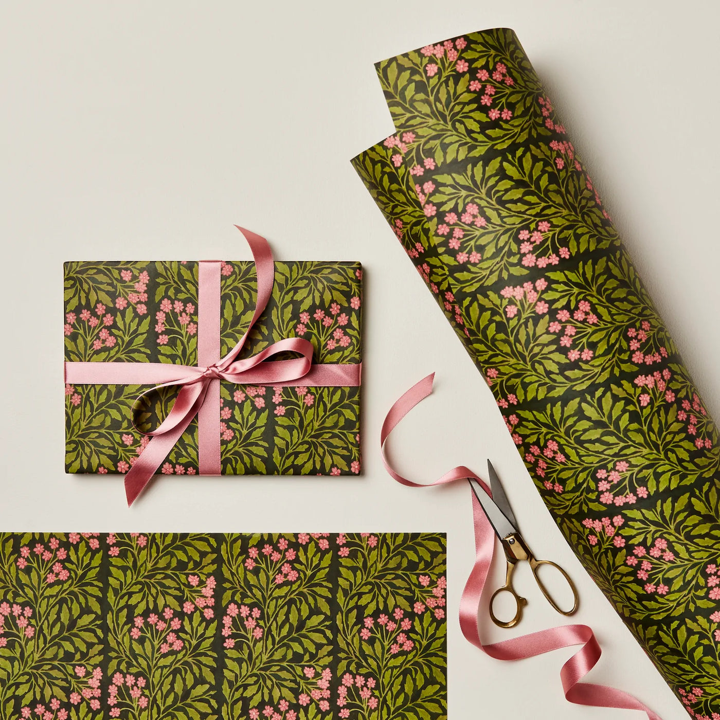 Green Flora Single Sheet Wrapping Paper