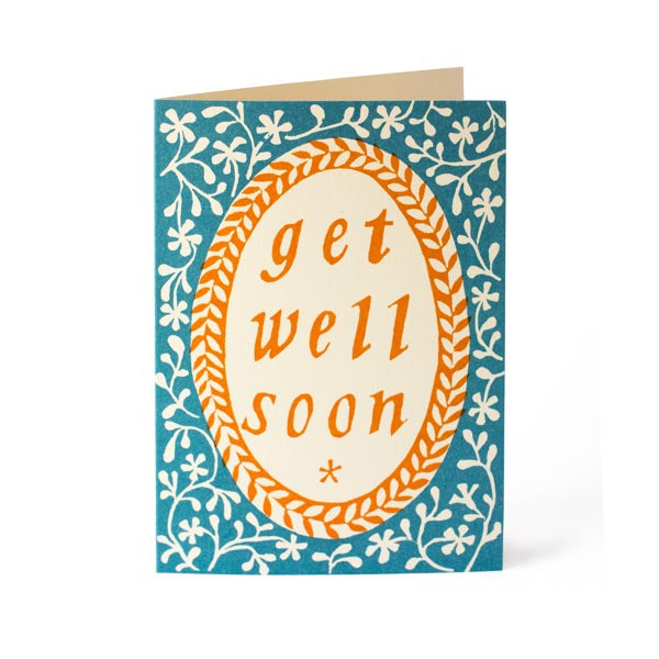 Get Well Soon Card in Turquoise and Orange