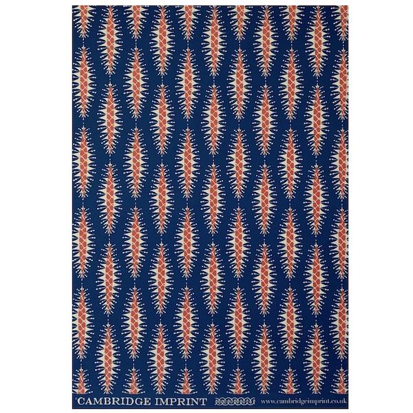 'Pine Cones in Blue and Red' Wrapping Paper