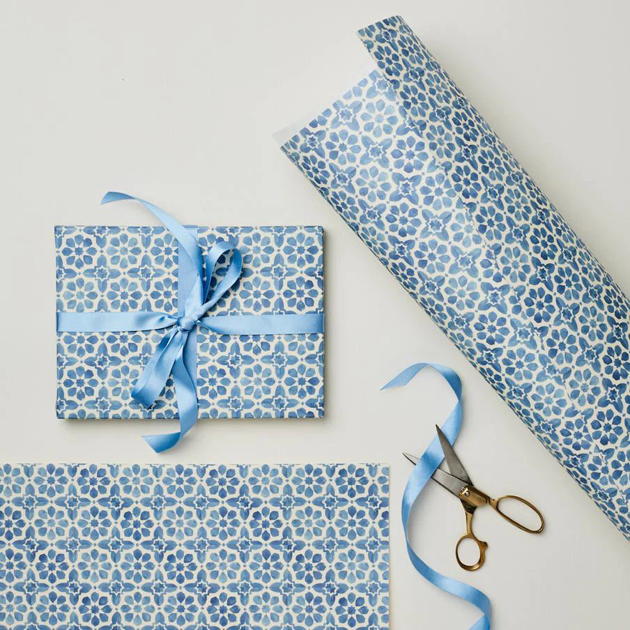 Blue Tiles Single Sheet Wrapping Paper