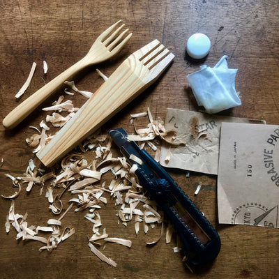 Japanese Wooden Fork Carving Kit
