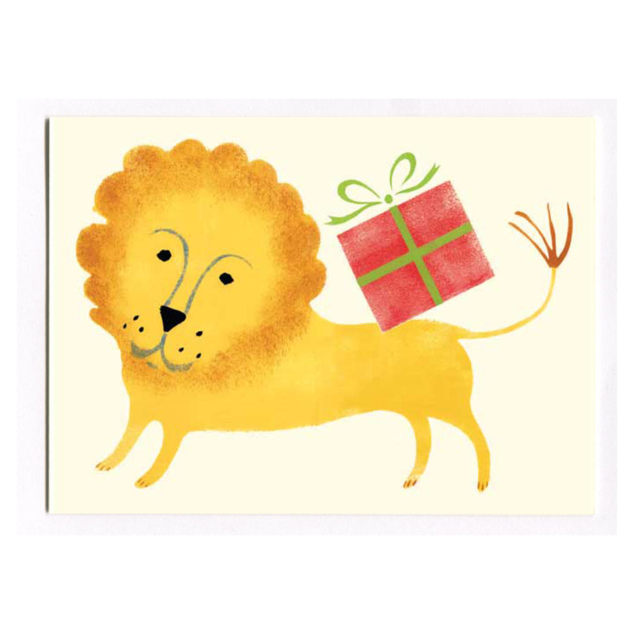 'Lion with Gift' Greetings Card