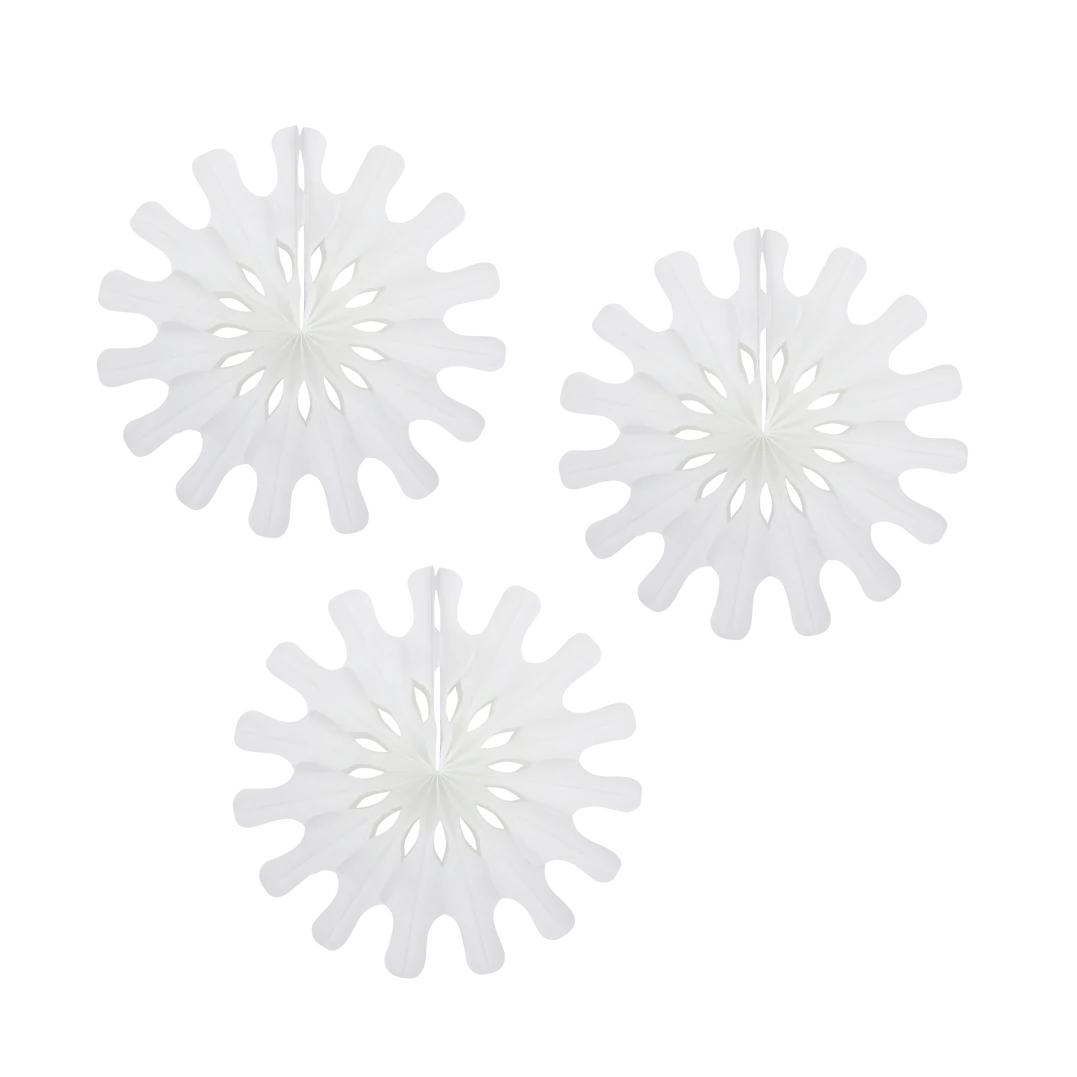 SALE Paper Decoration - Pack of Three Modern Snowflake Fans (20cm)