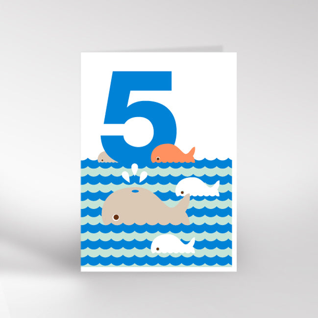 Age 5 Whales Birthday Card